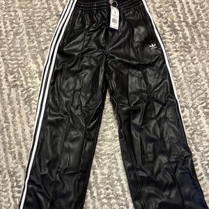 Adidas Kids Black Joggers with White Stripes